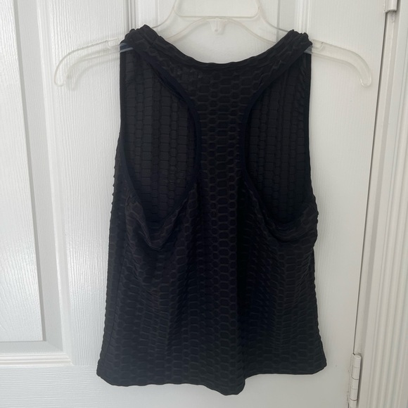 BEBE Y2K Ribbed Rhinestone Bling Logo Tank Top Stretchy Jet Black | Medium - Picture 2 of 6